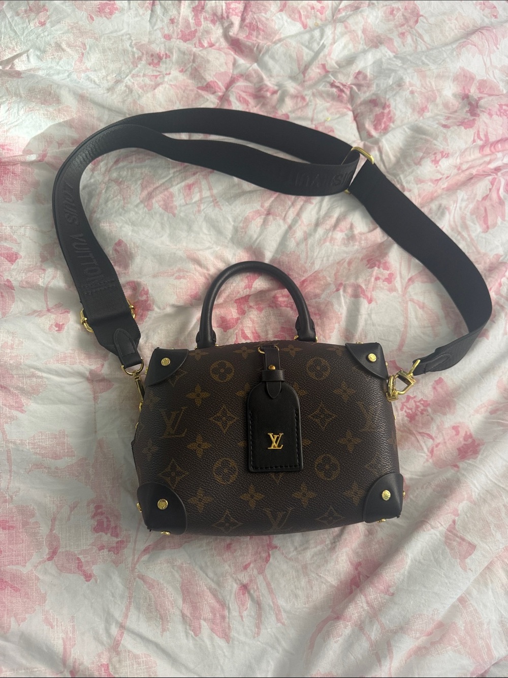 Brown Monogram Mini Satchel with Black Strap crossbody